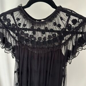 Ulla Johnson Black Sheer Lace Top